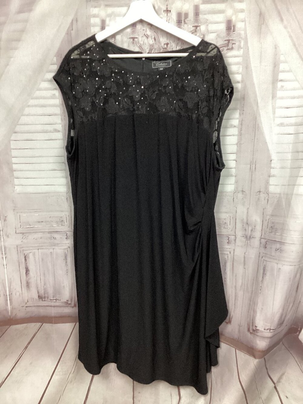 Dressbarn Black Midi Dress Gathered Waist 20W